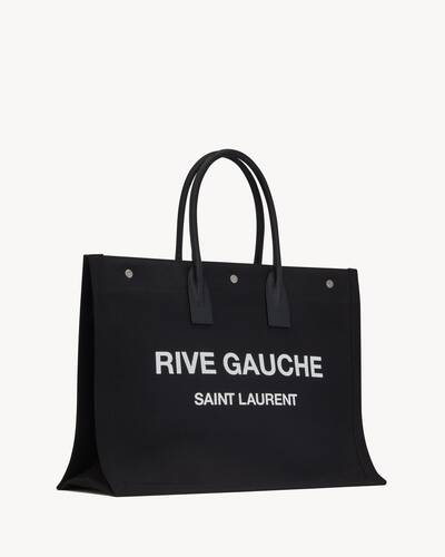 RIVE GAUCHE large tote bag in printed canvas and leather | Saint ...