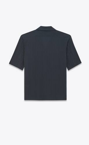 shark-collar shirt in matte and shiny striped silk