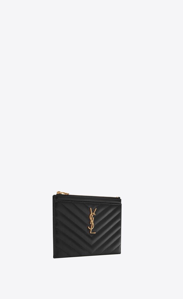 CASSANDRE MATELASSÉ pochette zippée en cuir embossé grain de poudre | Saint Laurent | YSL.com