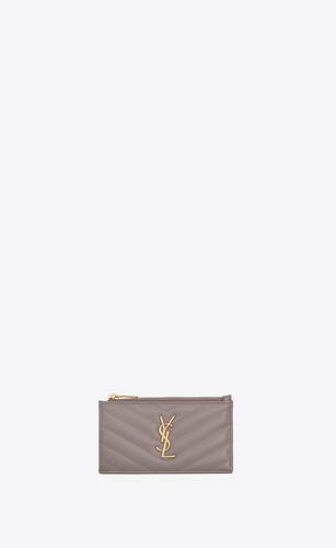 monogram fragments zip card case in grain de poudre embossed leather