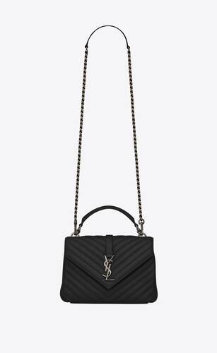 medium tasche mit kette aus schwarzem matelassé-leder
