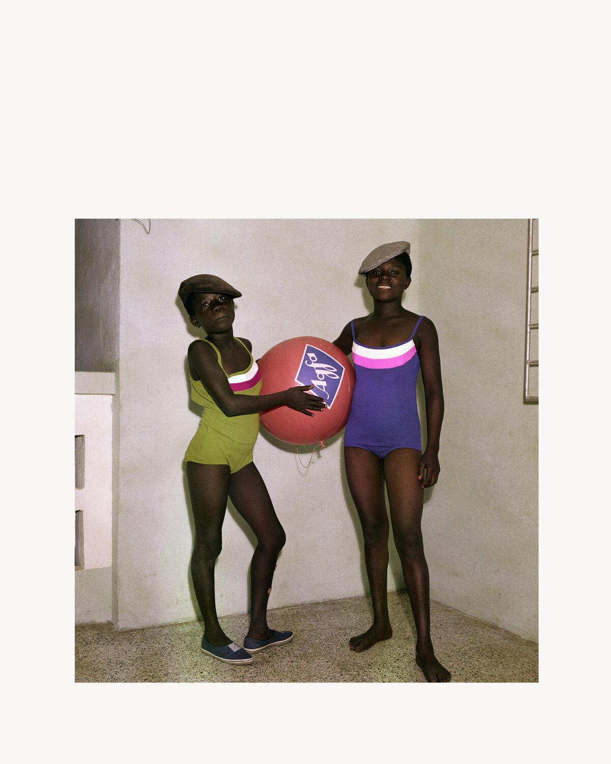 untitled #7, mavis and mary barnor with an agfa advertising ball, accra, 1970