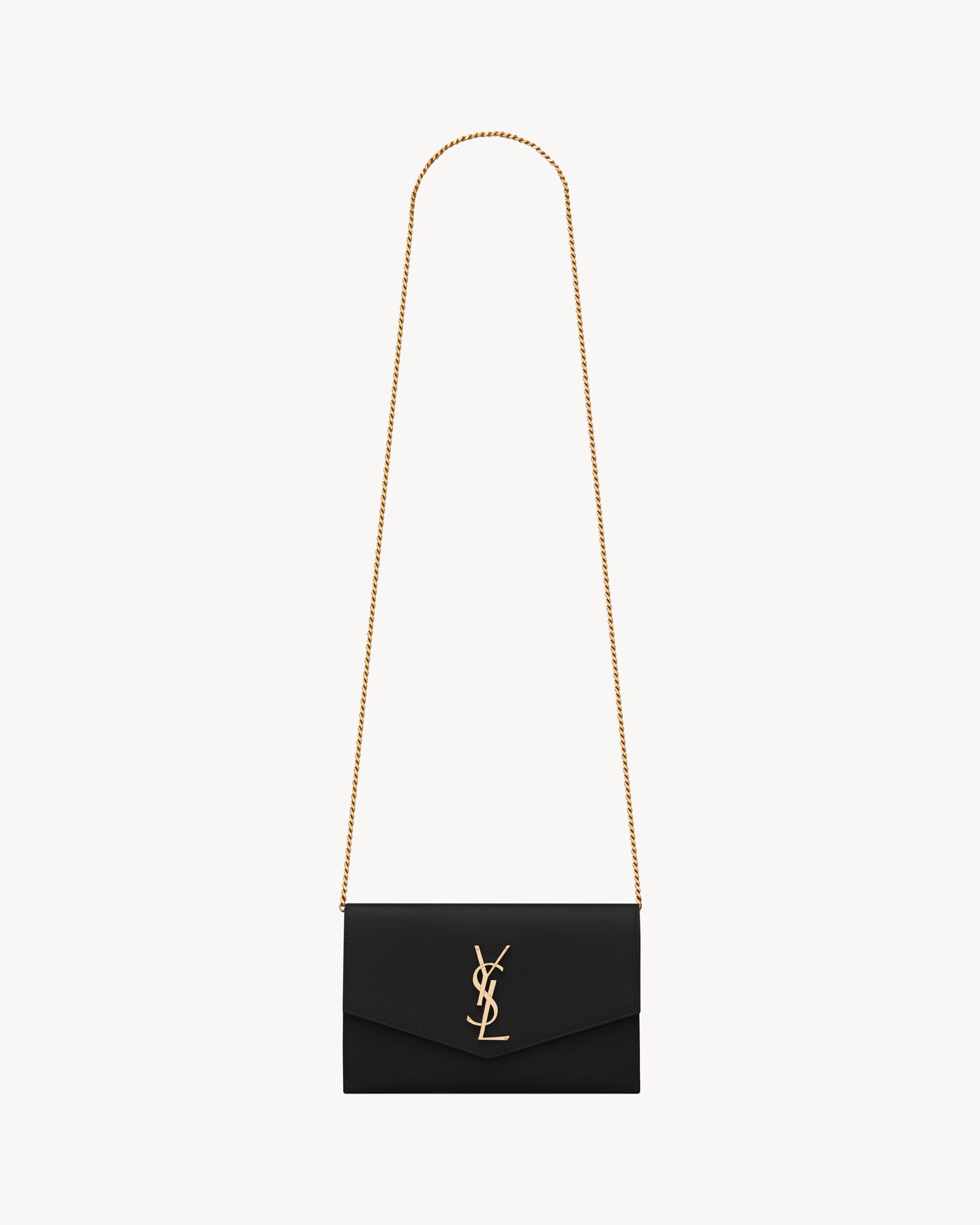 UPTOWN CHAIN WALLET IN GRAIN DE POUDRE EMBOSSED LEATHER Saint Laurent YSL