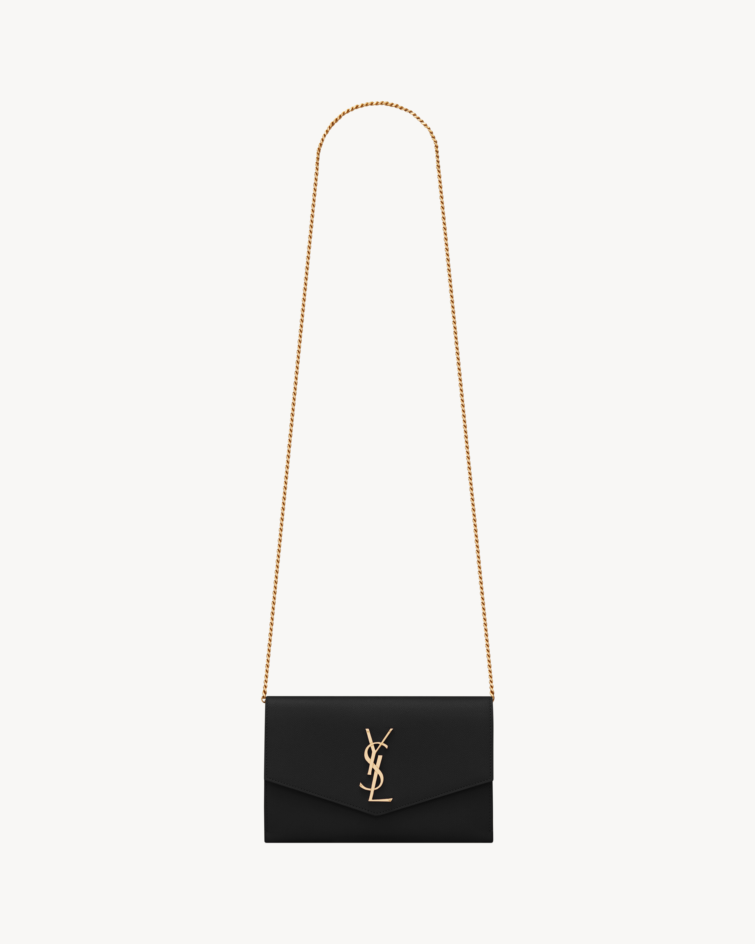 UPTOWN CHAIN WALLET IN GRAIN DE POUDRE EMBOSSED LEATHER