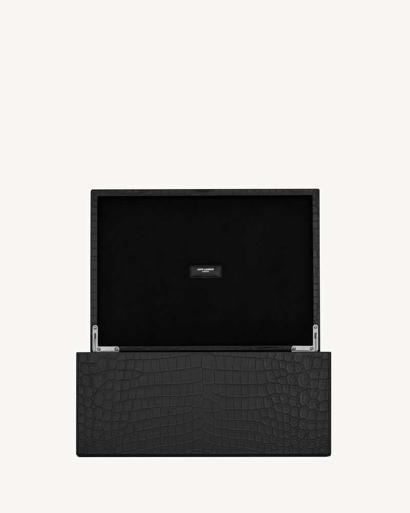 Medium CROCODILE-EMBOSSED leather box