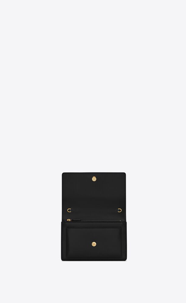 Shop Saint Laurent 2023-24FW SUNSET CHAIN WALLET IN SMOOTH LEATHER  (533026D422W1000) by Naturia