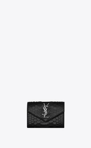 Auth Saint Laurent Fold Purse #5801 Small Mini Wallet YSL Pink/Silver  Leather