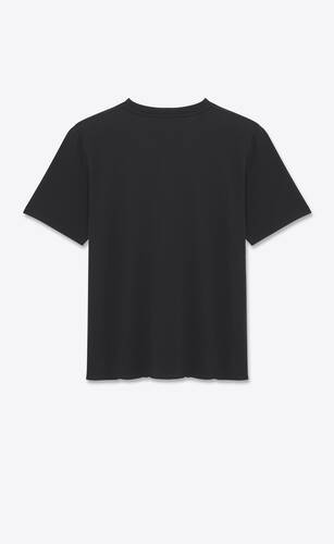 T-shirt noir col rond logo brodé Saint Laurent