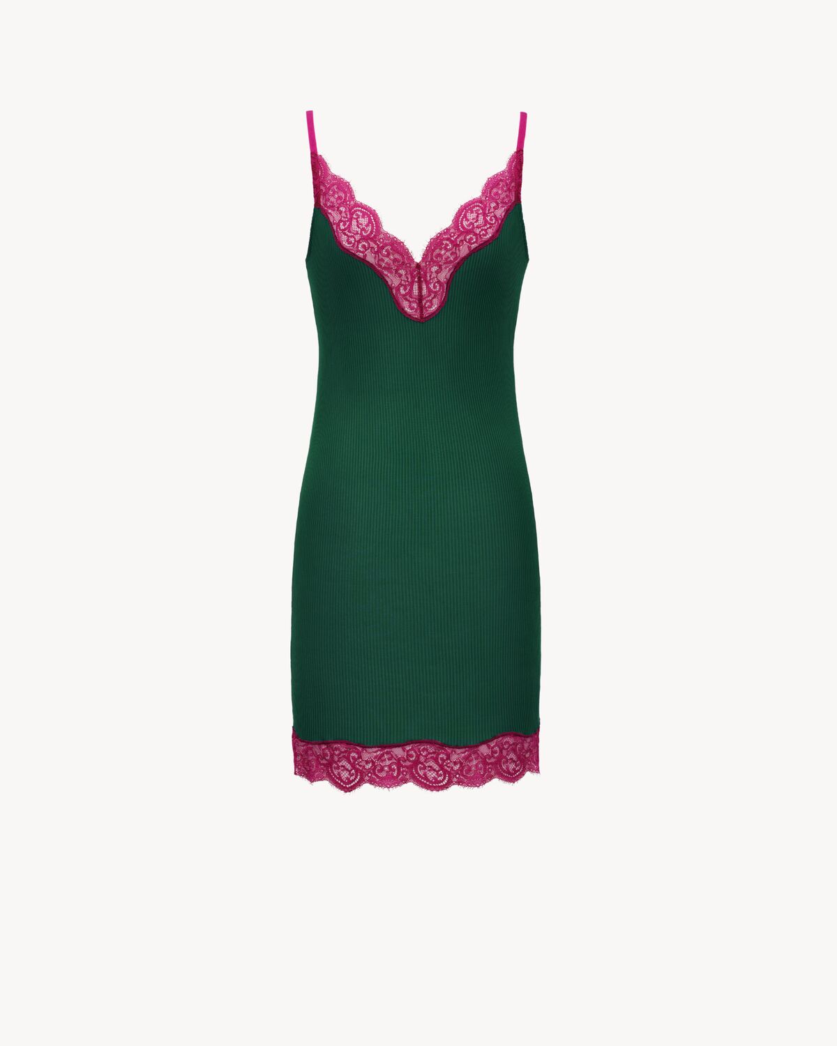 lace slip dress in ribbed silk jersey