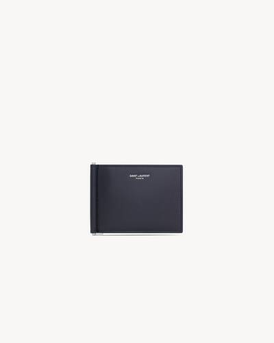 【値下げしました】SAINT LAURENT ネイビー　マネークリップ Saint Laurent Paris Bill clip wallet in smooth leather in Blue