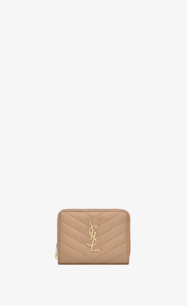 ysl monogram compact zip around wallet