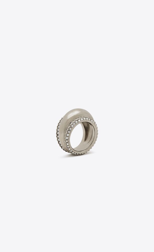 bumpy ring in metal and rhinestone
