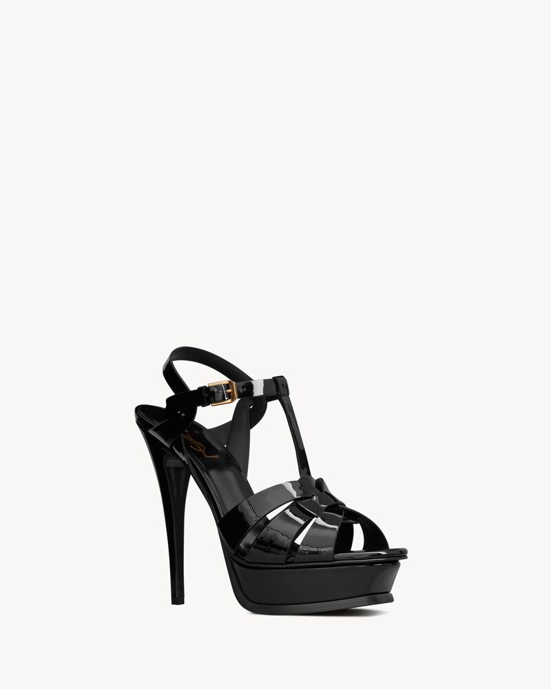 tribute platform sandals in patent leather