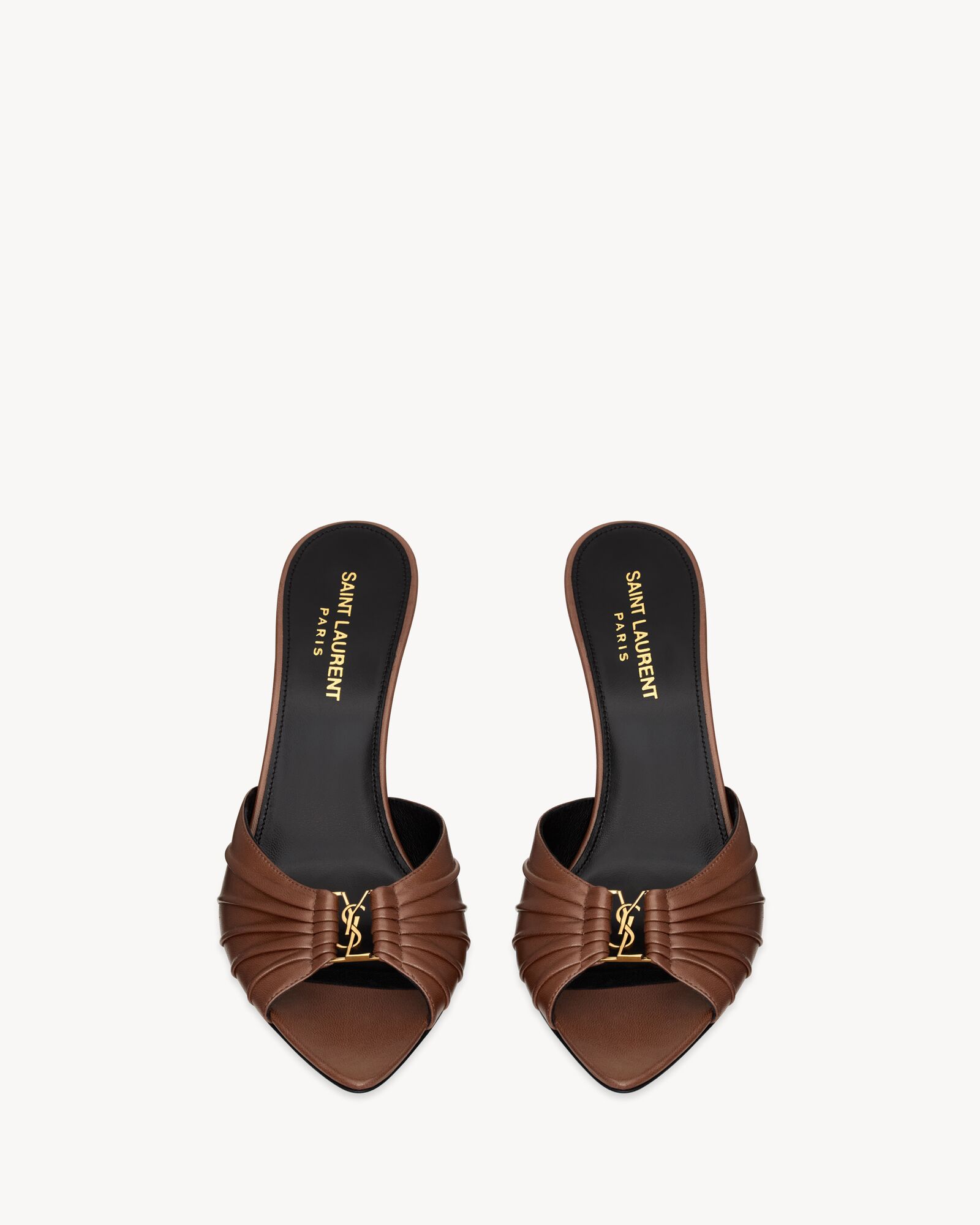 YSL 26S LOAFER MULES IN DARK PLUM BROWN SUEDE