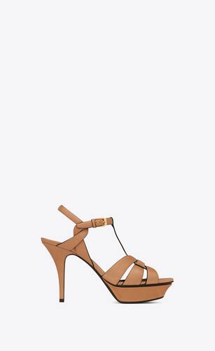 tribute platform sandals in vegetable-tanned leather