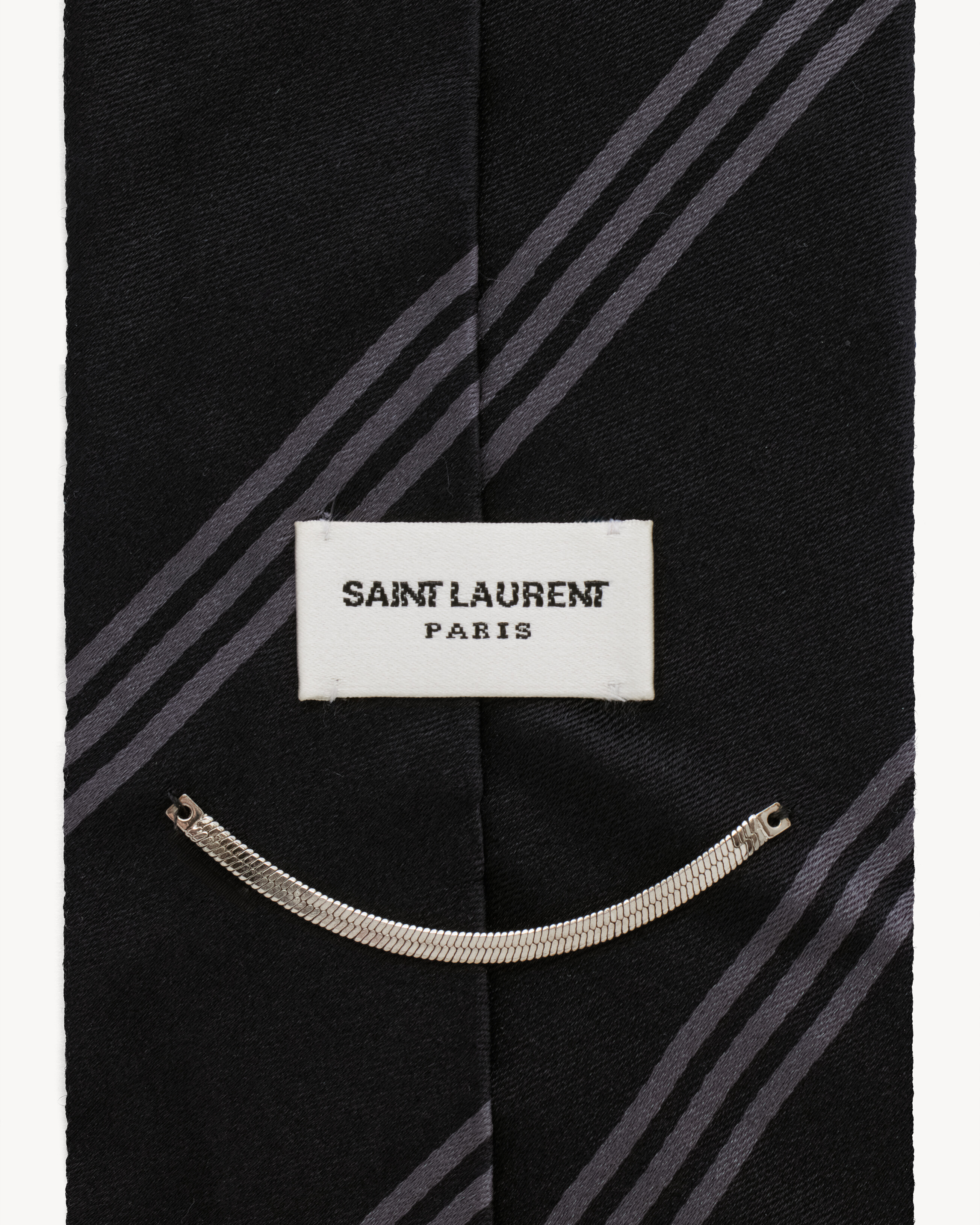 wide tie in striped silk satin