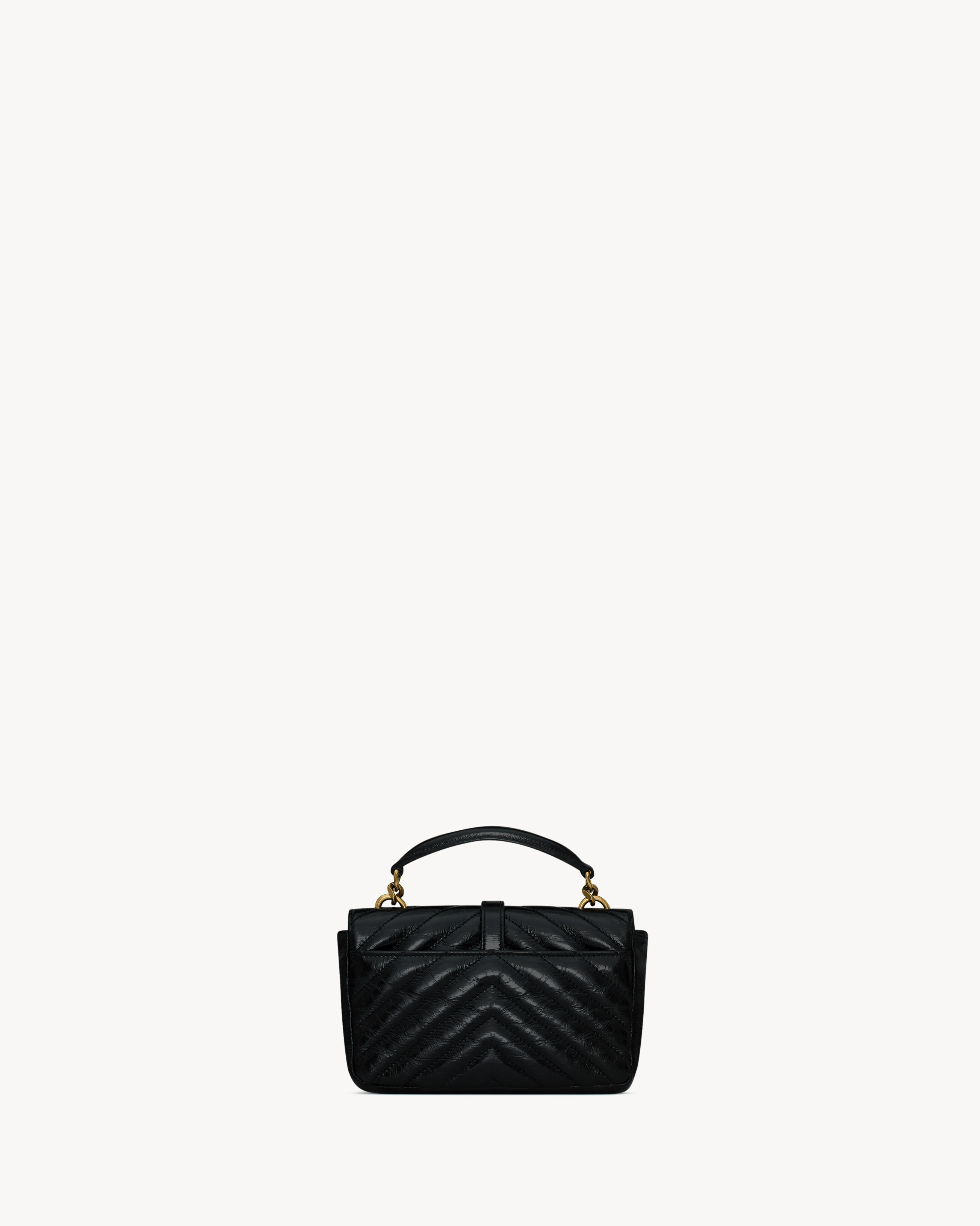 COLLEGE mini chain bag in shiny crackled leather