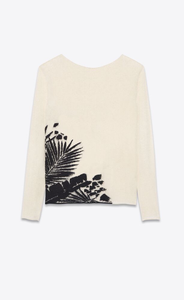 Semi-sheer sweater in tropical jacquard | Saint Laurent Netherlands | YSL.com semi-sheer sweater in tropical jacquard | Saint... 