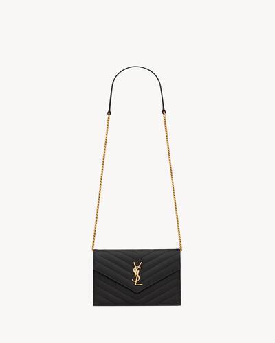 ENVELOPE CHAIN WALLET in MIX MATELASSÉ grain de poudre embossed leather, Saint  Laurent