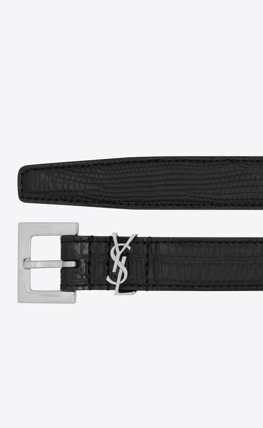 Cassandre THIN BELT WITH SQUARE BUCKLE IN LIZARD-EMBOSSED LEATHER ...