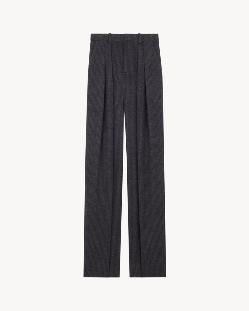 high-rise pants in striped wool and cashmere flannel