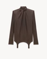 twist-neck garter blouse in silk satin