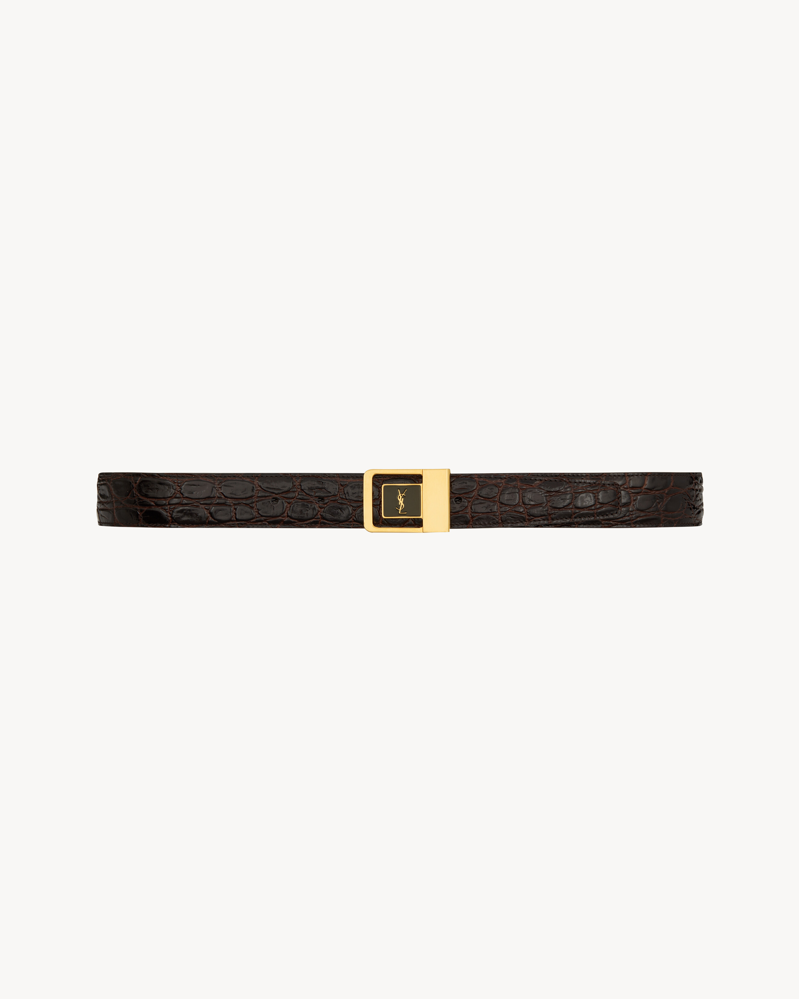 LA 66 buckle belt in crocodile-embossed leather