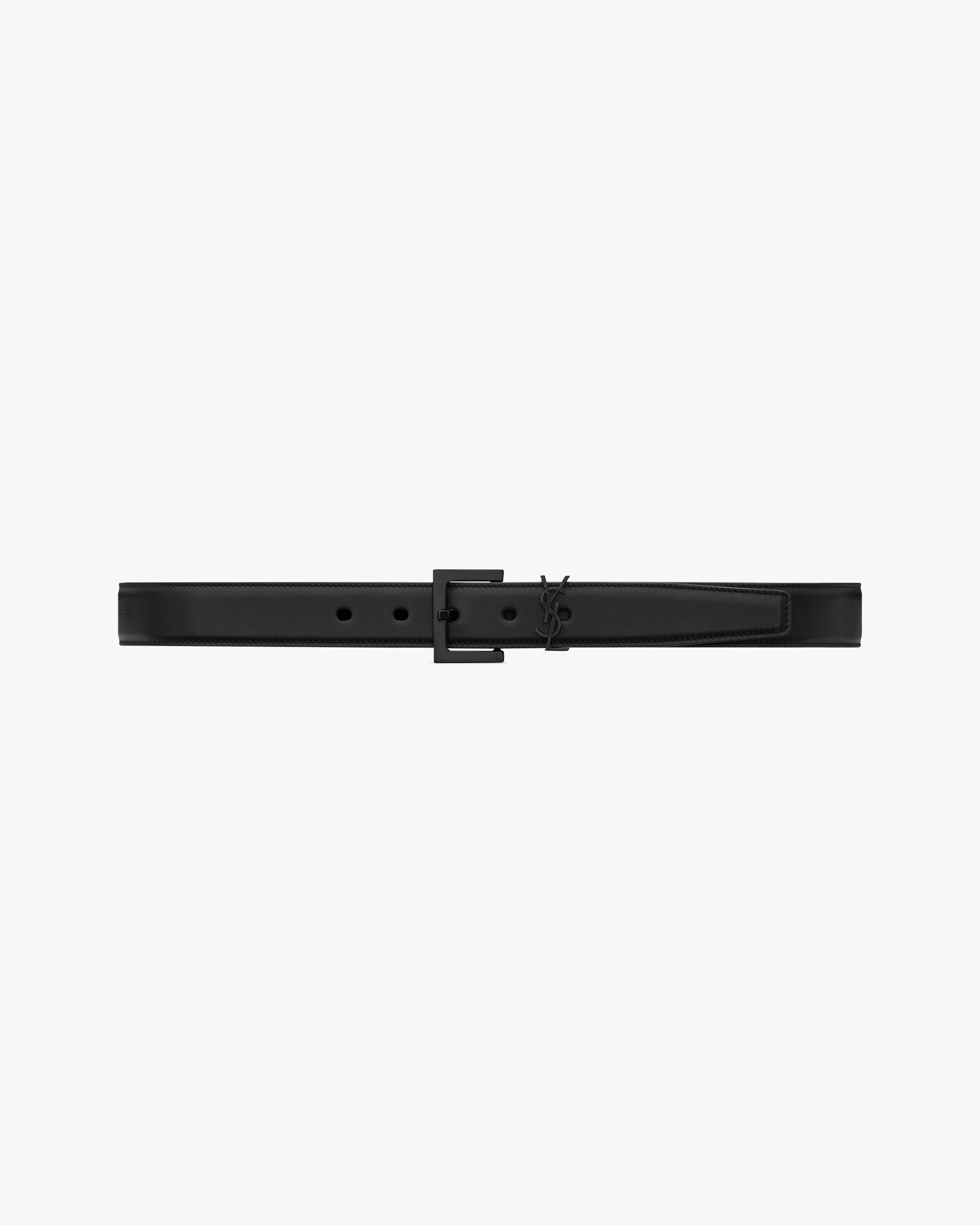 CASSANDRE BELT WITH SQUARE BUCKLE IN SHINY BOX SAINT LAURENT LEATHER