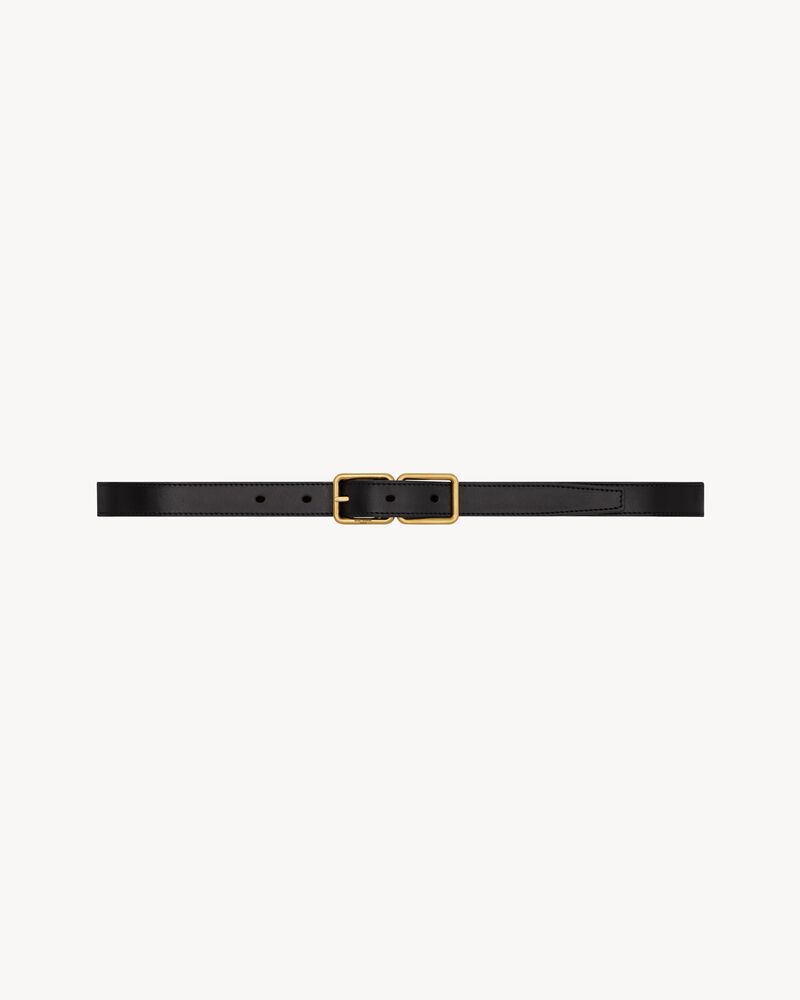 double cadre buckle thin belt in smooth leather