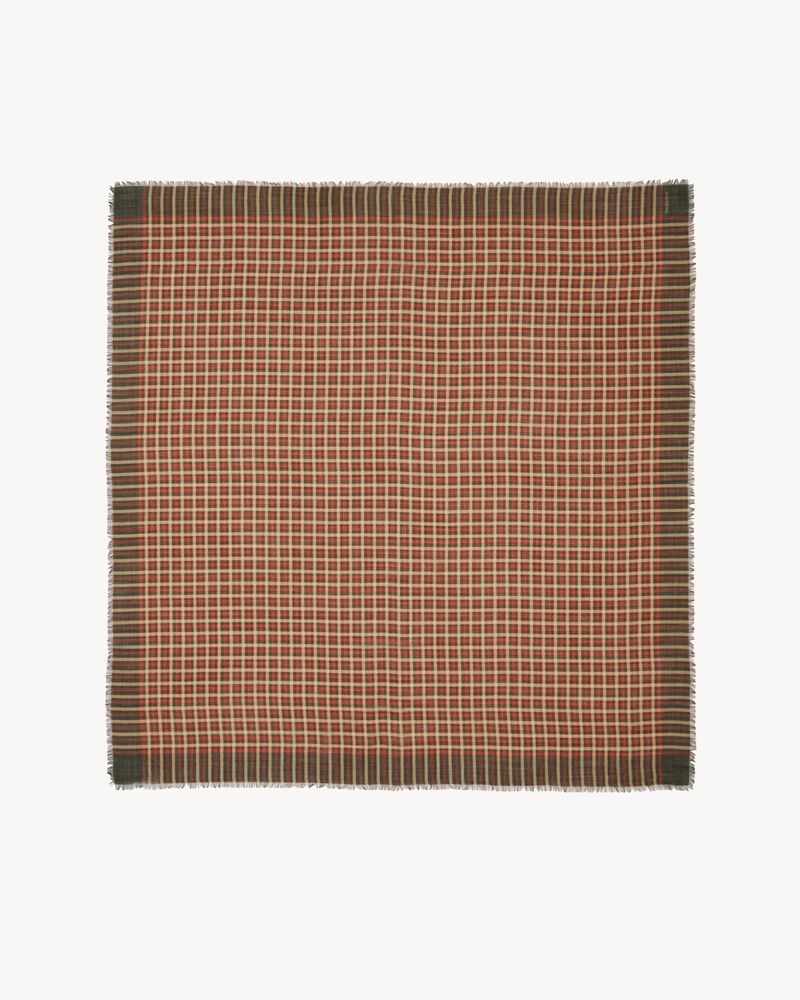 LARGE SQUARE SCARF IN MADRAS WOOL TWILL