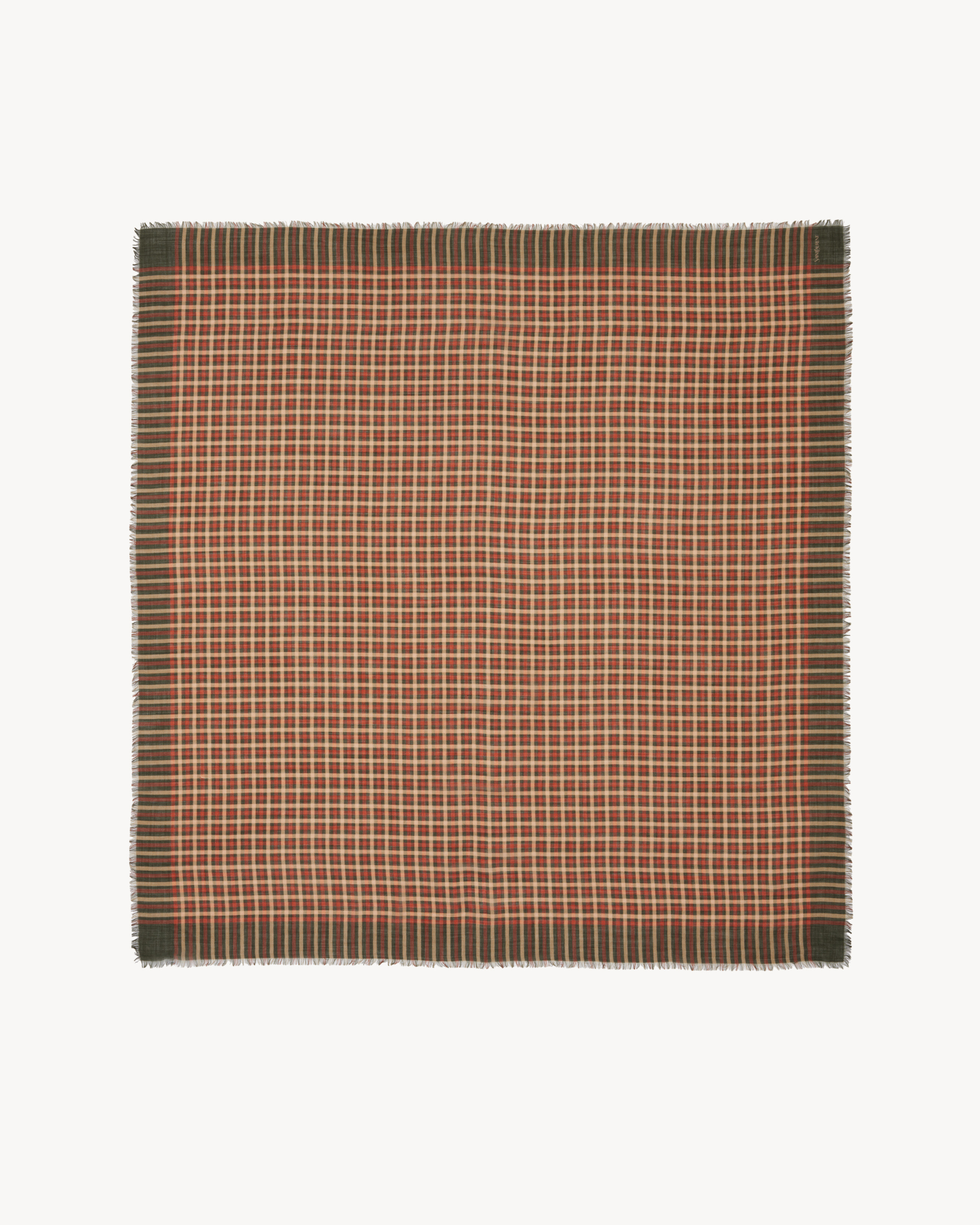 LARGE SQUARE SCARF IN MADRAS WOOL TWILL