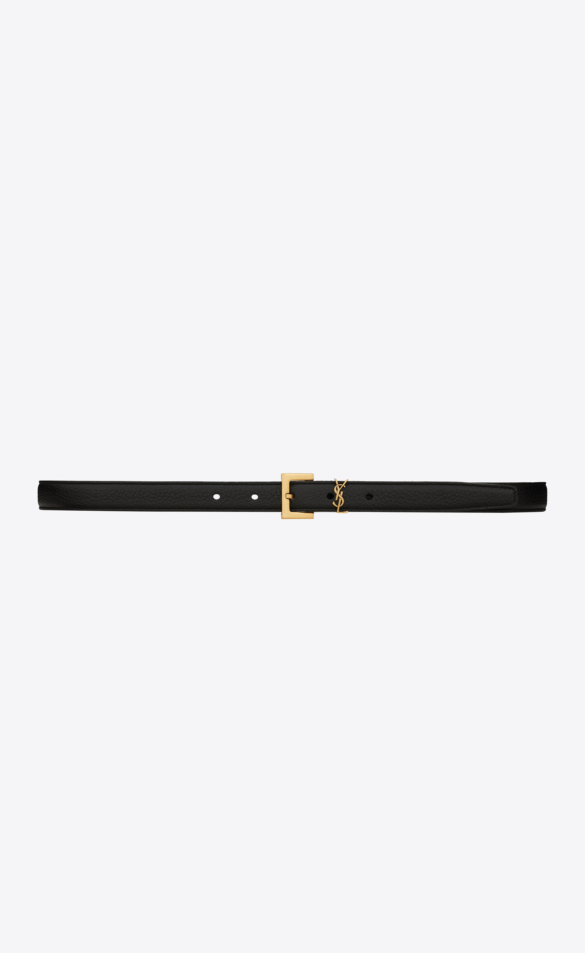 Saint Laurent Size 100 Black/Gold 'Cassandre' Thin Belt W/Square Buckle –  The Little Bird