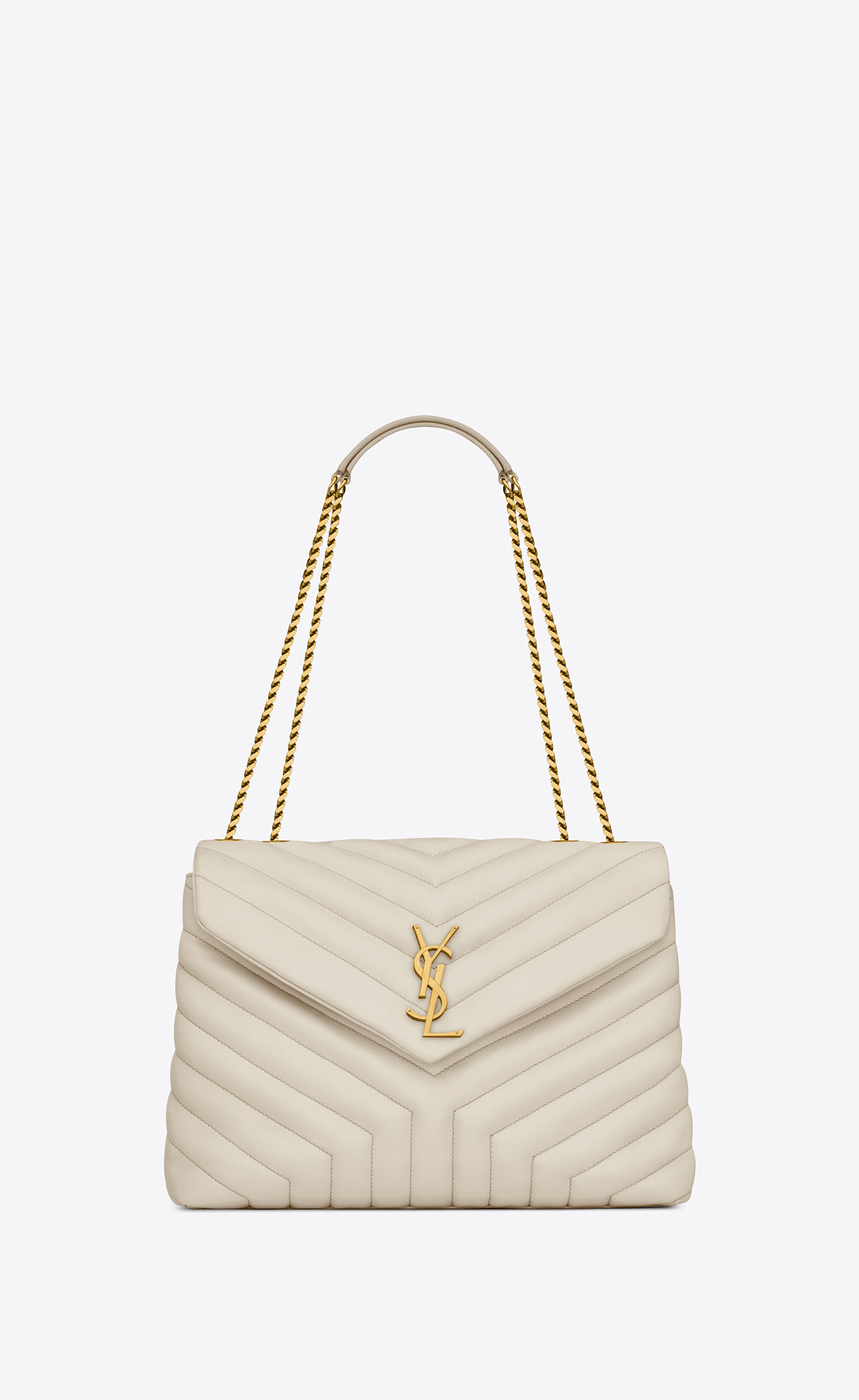 Saint Laurent Off-white Medium Sunset Shoulder Bag In 9207 Cream