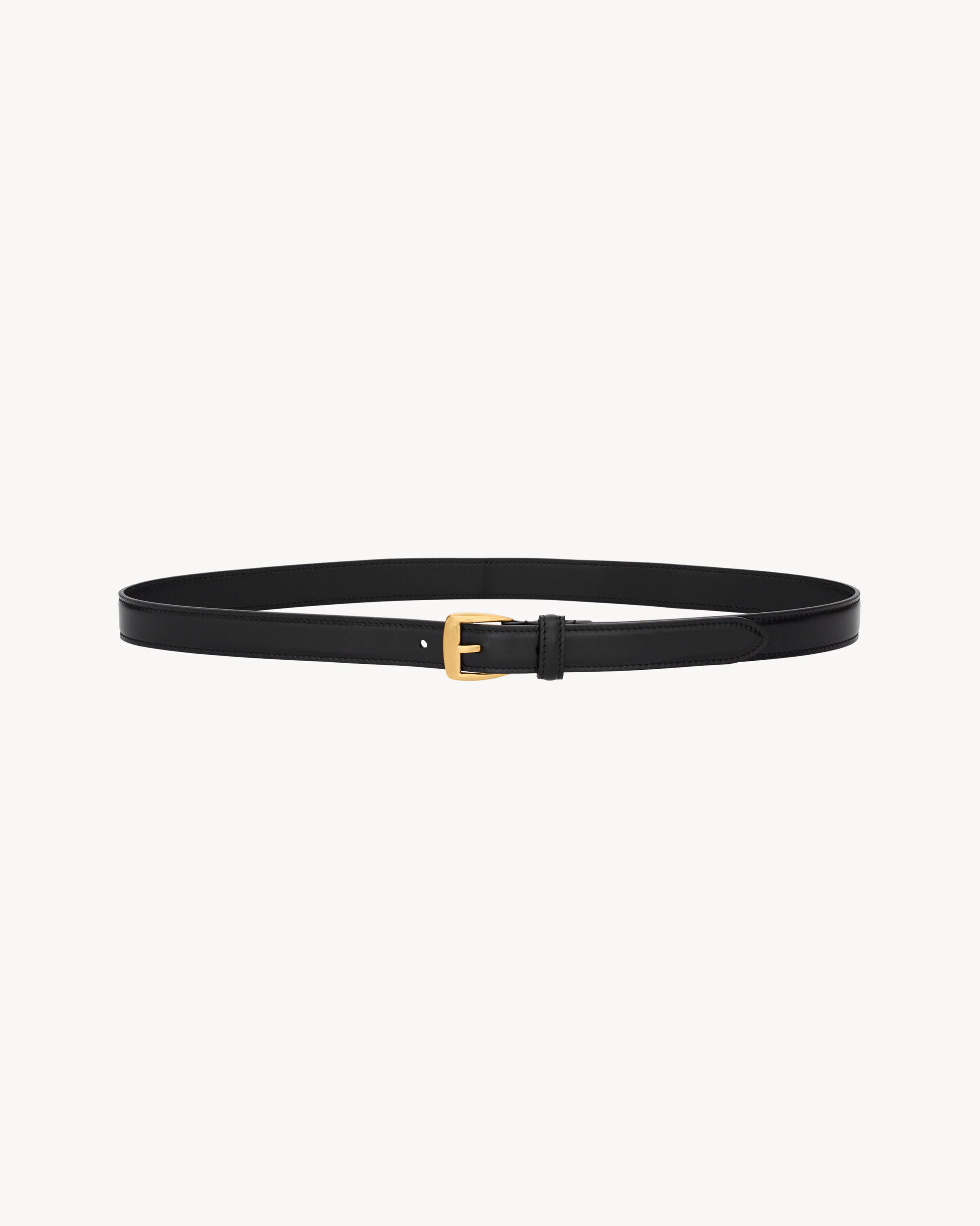 trapezoid thin belt in smooth leather