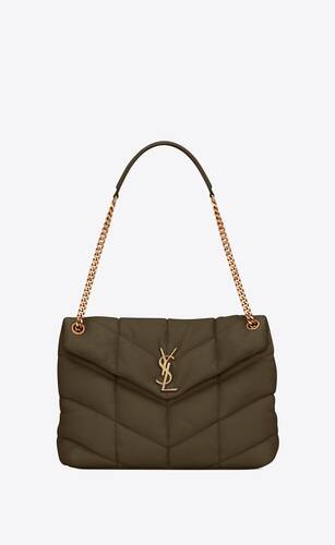 bolso mediano puffer de piel de cordero acolchada