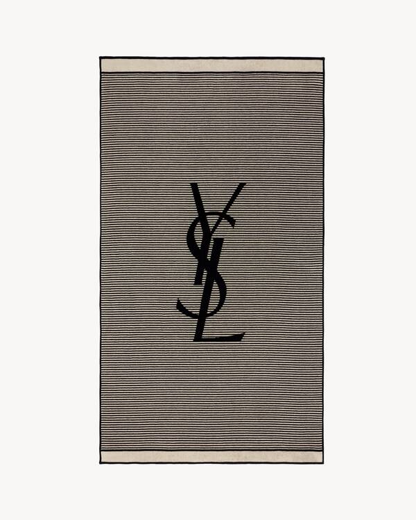 CASSANDRE striped towel in cotton in Black | Saint Laurent | YSL EN-PL