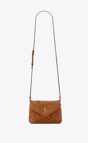 loulou toy strap bag in "y"-quilted suede and smooth leather