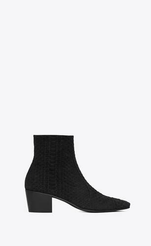 Saint Laurent Black Leather Chain and Zip Boots for Men
