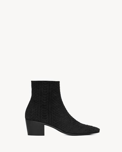 Saint Laurent Black Leather Chain and Zip Boots for Men