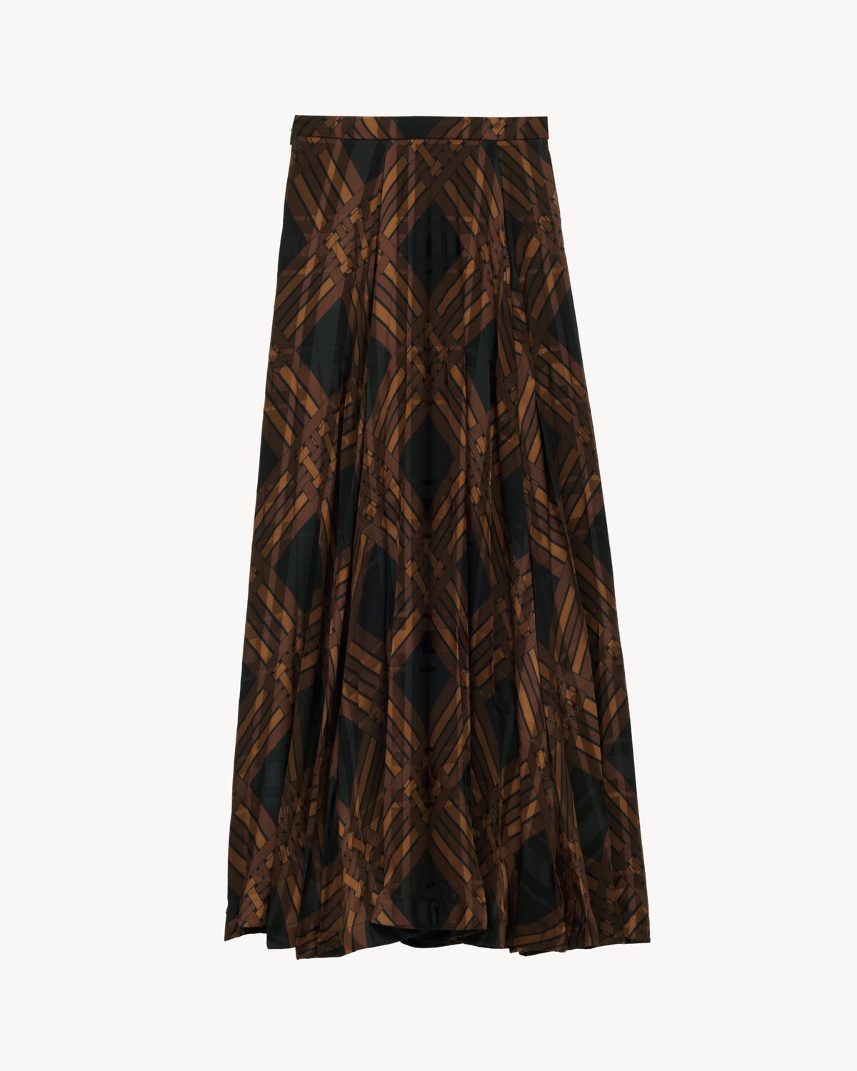 diamond pleated maxi skirt in silk
