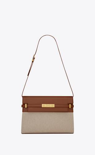 manhattan shoulder bag in canvas and leather
