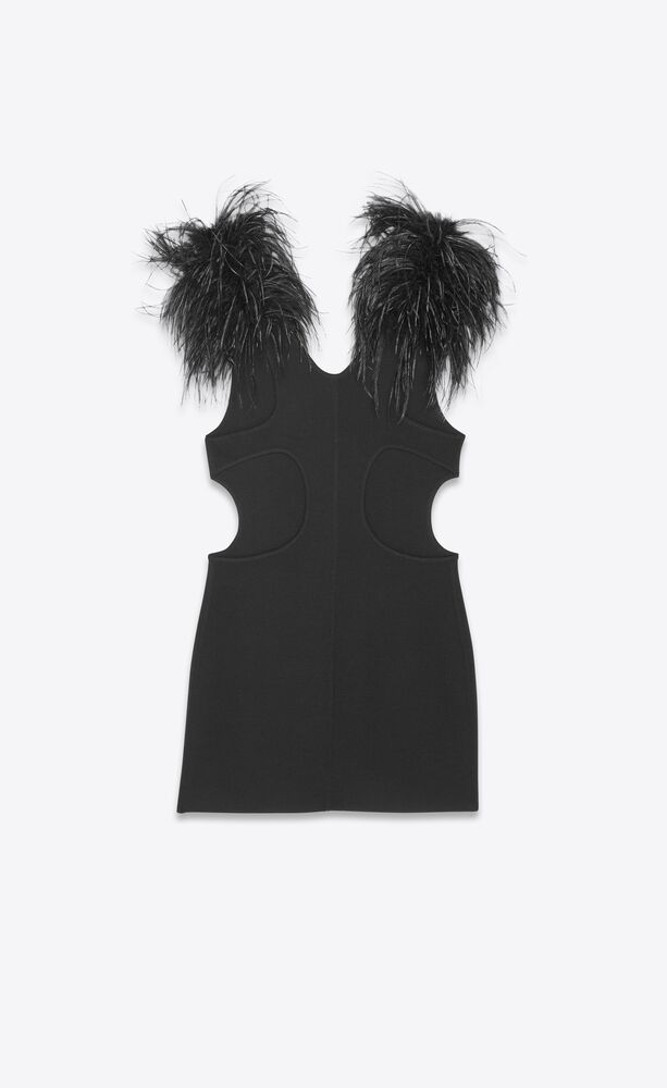 Mini dress in wool and feathers | Saint Laurent | YSL.com