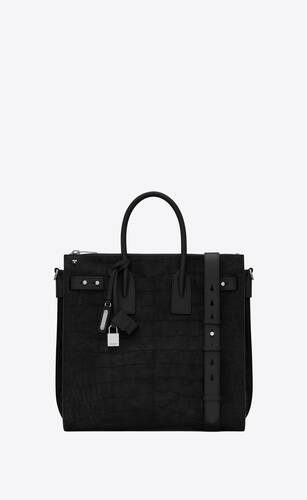 sac de jour north/south zip tote in crocodile-embossed nubuck and smooth leather