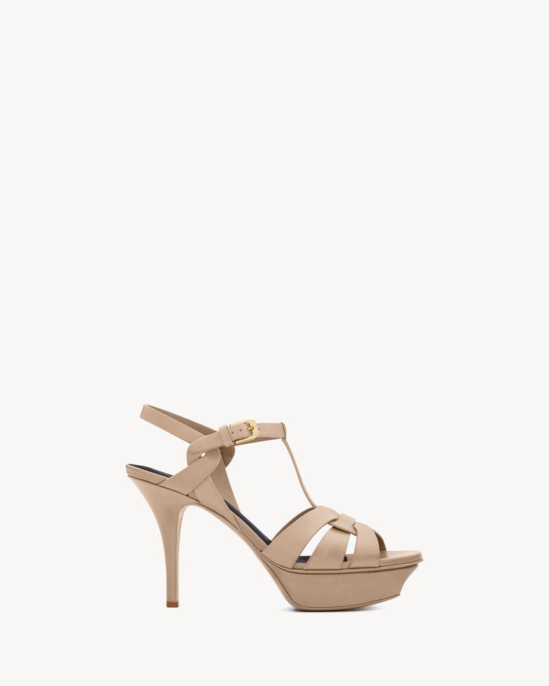 Tribute platform sandals in smooth leather
