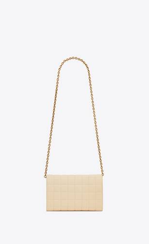le maillon chain wallet in quilted nubuck suede