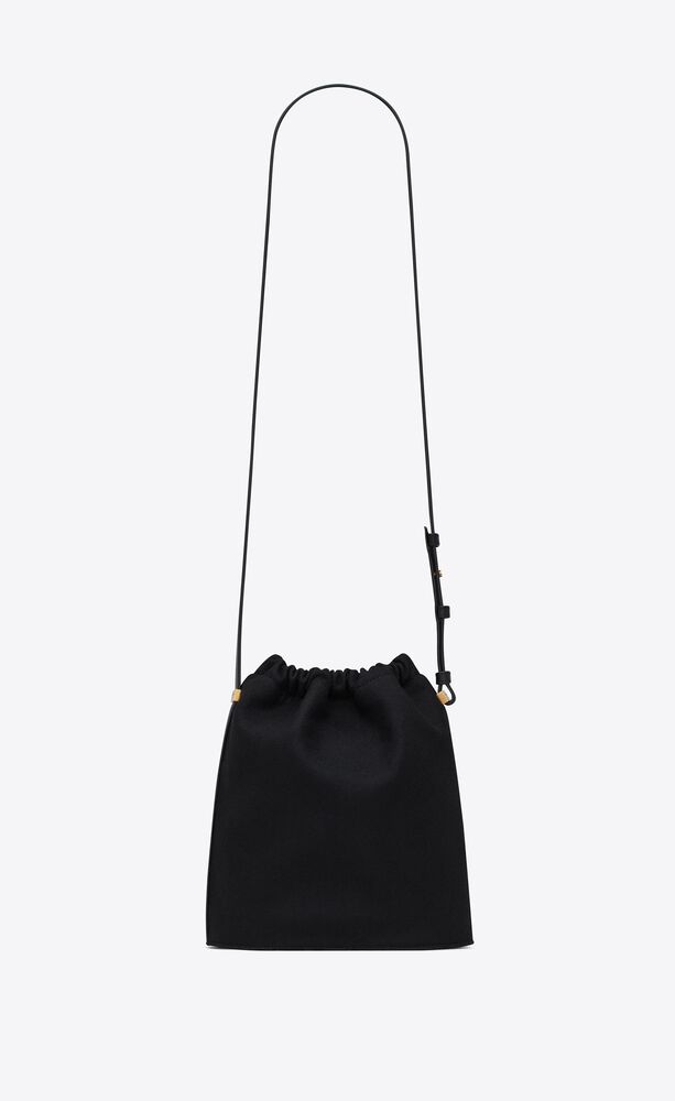 RIVE GAUCHE LACED BUCKET BAG IN EMBROIDERED FELT AND SMOOTH LEATHER ...
