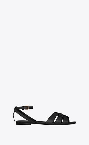 Tribute flat sandals in smooth leather | Saint Laurent