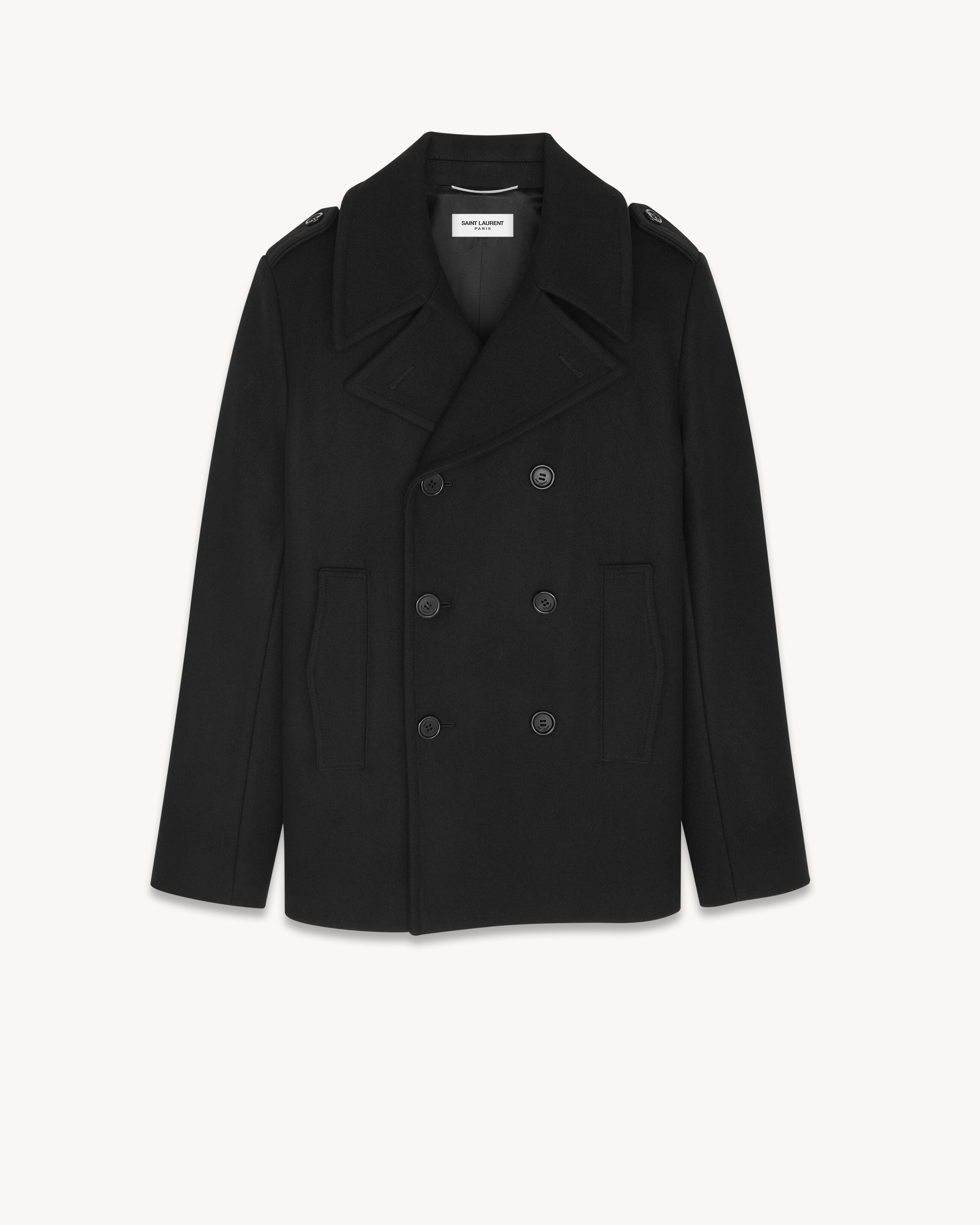 Double-breasted peacoat in wool | Saint Laurent | YSL.com