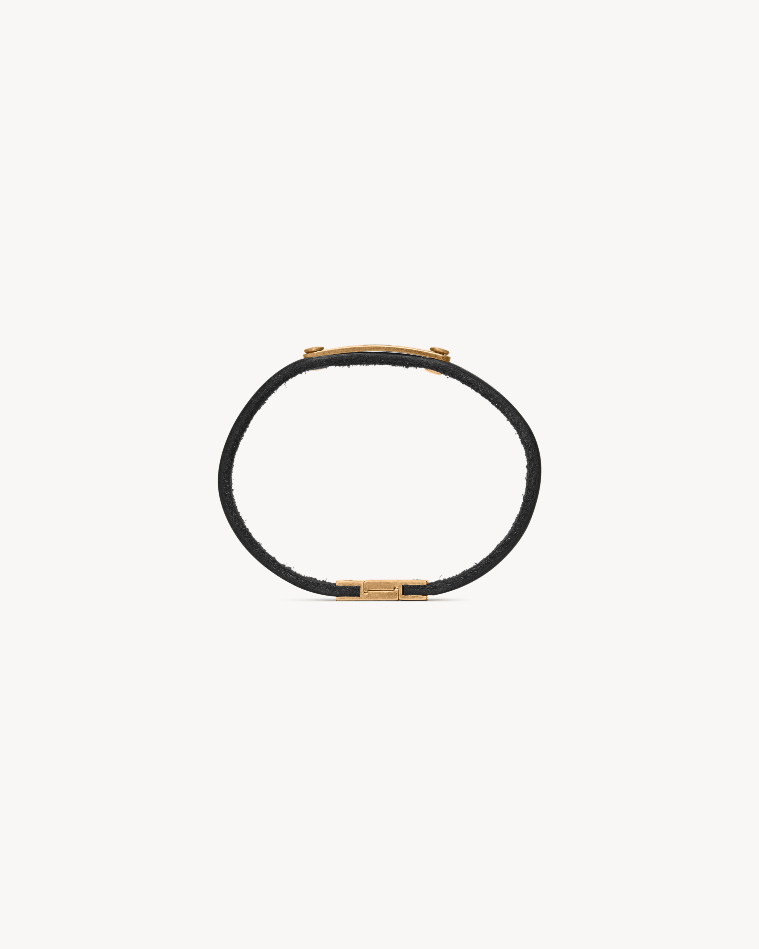 Pulsera placa ID Saint Laurent de piel lisa y metal