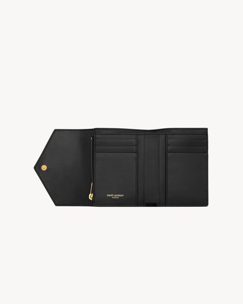 CASSANDRE SAINT LAURENT MATELASSÉ絎縫小羊皮小型三摺錢包